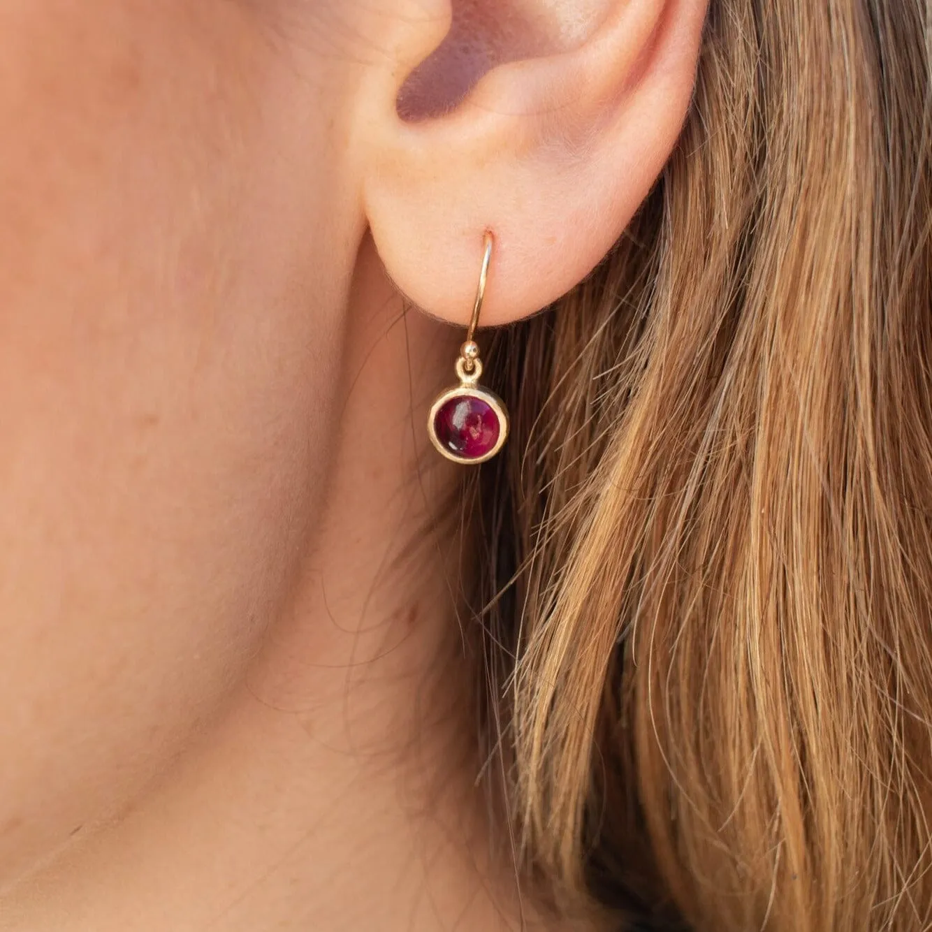 10K Semi-Precious Stone Drop Earrings in Pink Sapphire