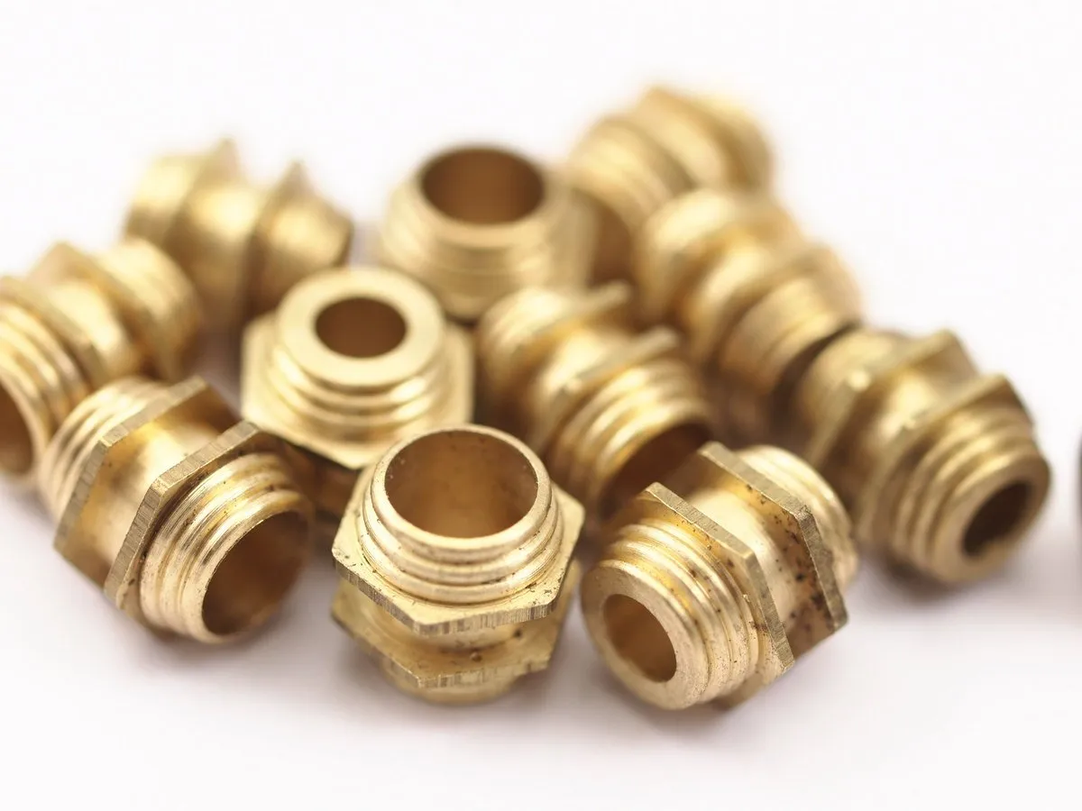 12 Raw Brass Industrial Hexagon Tubes, Spacer Beads, Findings (10x10 Mm)  D0077