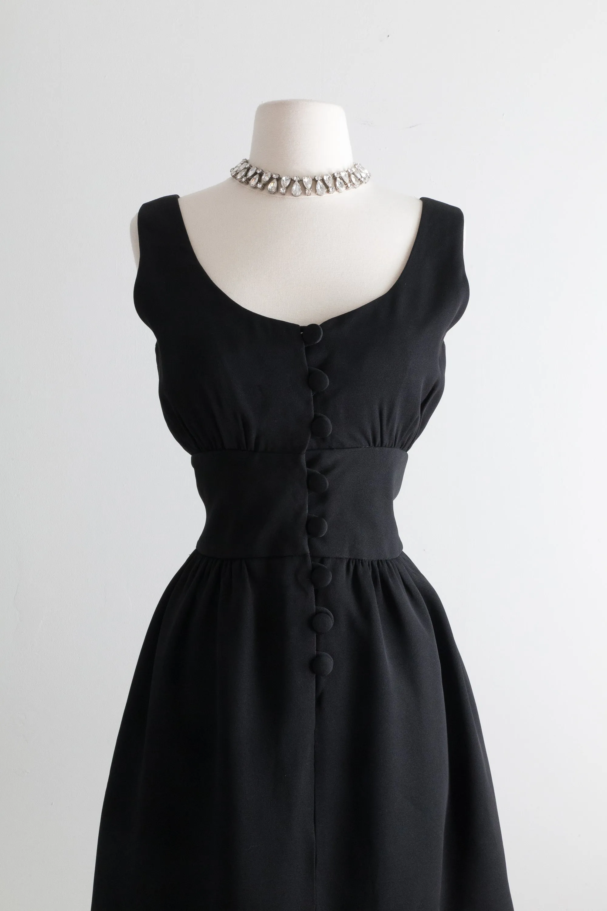 1960's Audrey Inspired Little Black Cocktail Dress / Small