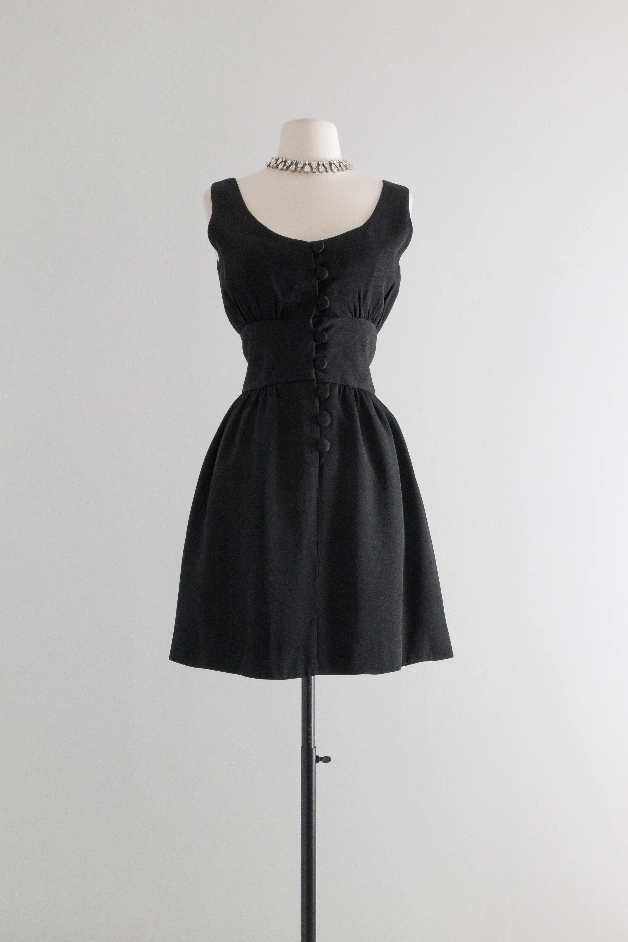 1960's Audrey Inspired Little Black Cocktail Dress / Small