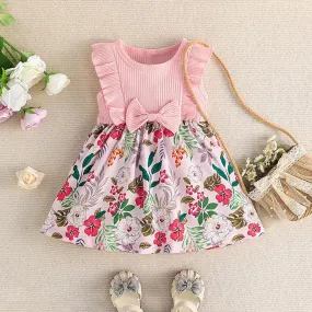 2023 Summer New Sleeveless Dress Baby Bow Print A-line Dress