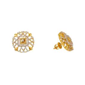 22K Yellow Gold & CZ Stud Earrings (6.8gm)