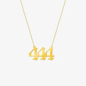 444 Necklace | 14K Solid Gold