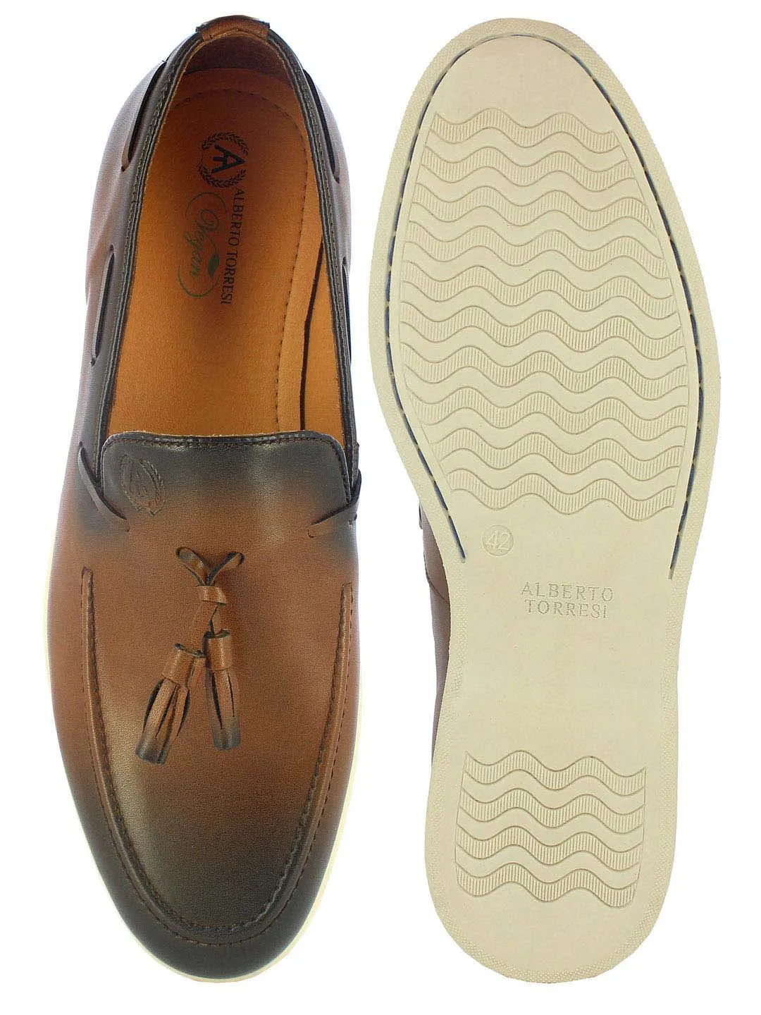 Alberto Torresi Bergamo  Men's Tan Tassel Shoes