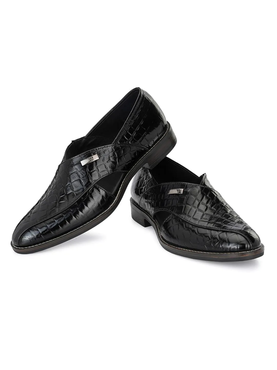 Alberto Torresi Black Genuine Leather Peshawari Jutti