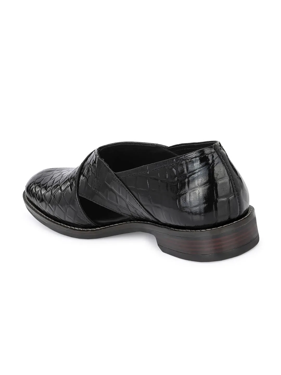 Alberto Torresi Black Genuine Leather Peshawari Jutti