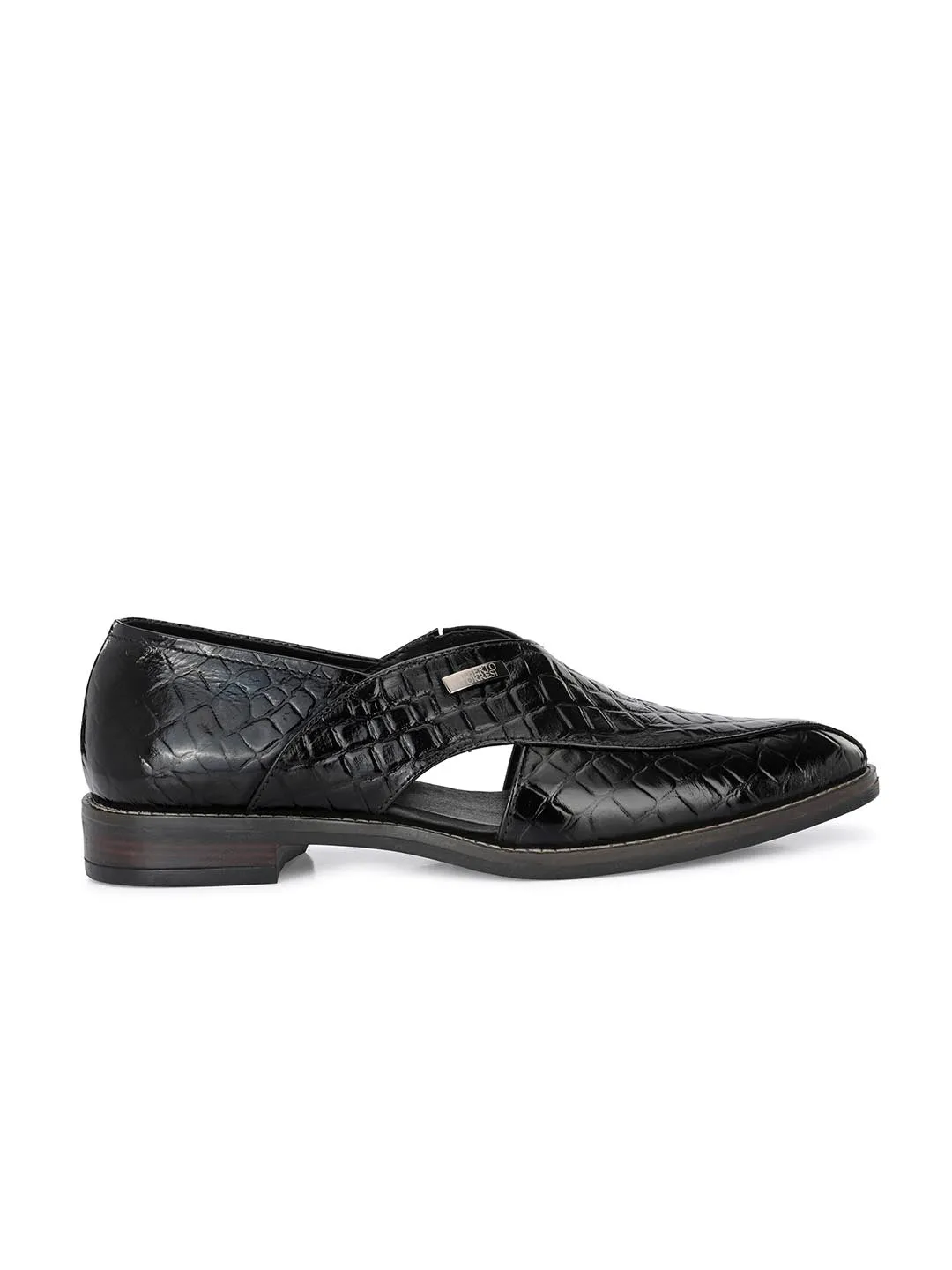 Alberto Torresi Black Genuine Leather Peshawari Jutti