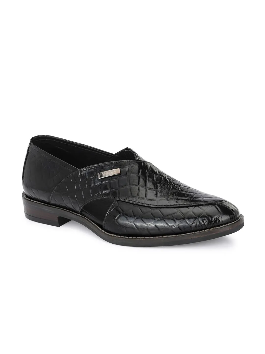 Alberto Torresi Black Genuine Leather Peshawari Jutti