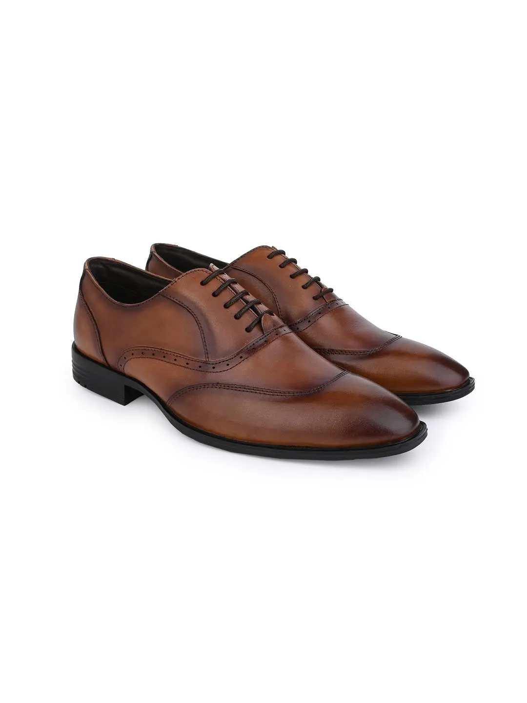 Alberto Torresi Genuine Leather Tan Laceup Formal Shoes Oxford For Men