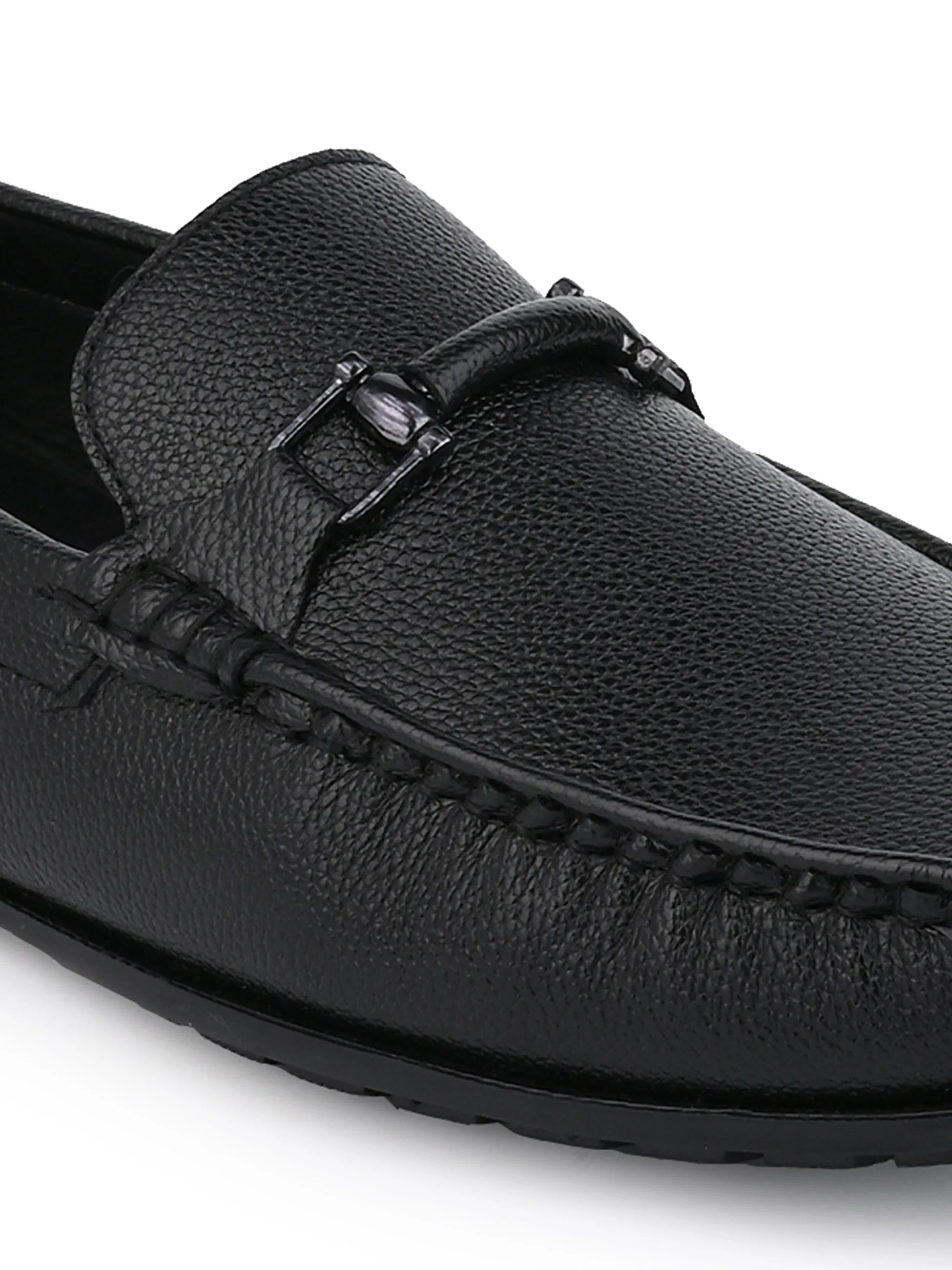 Alberto Torresi Mild Grained Synthetic Buckled Black Men's Loafer