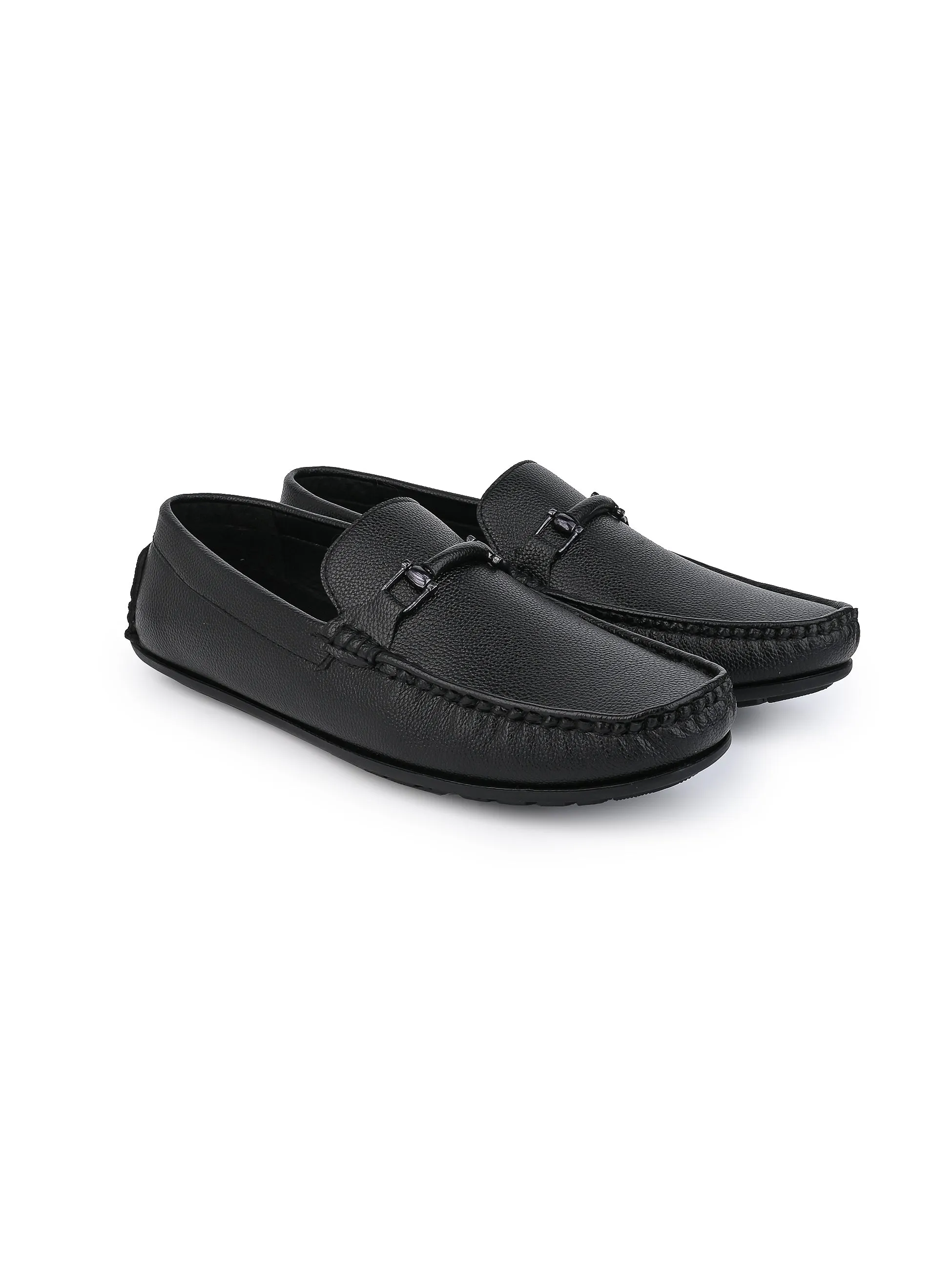 Alberto Torresi Mild Grained Synthetic Buckled Black Men's Loafer