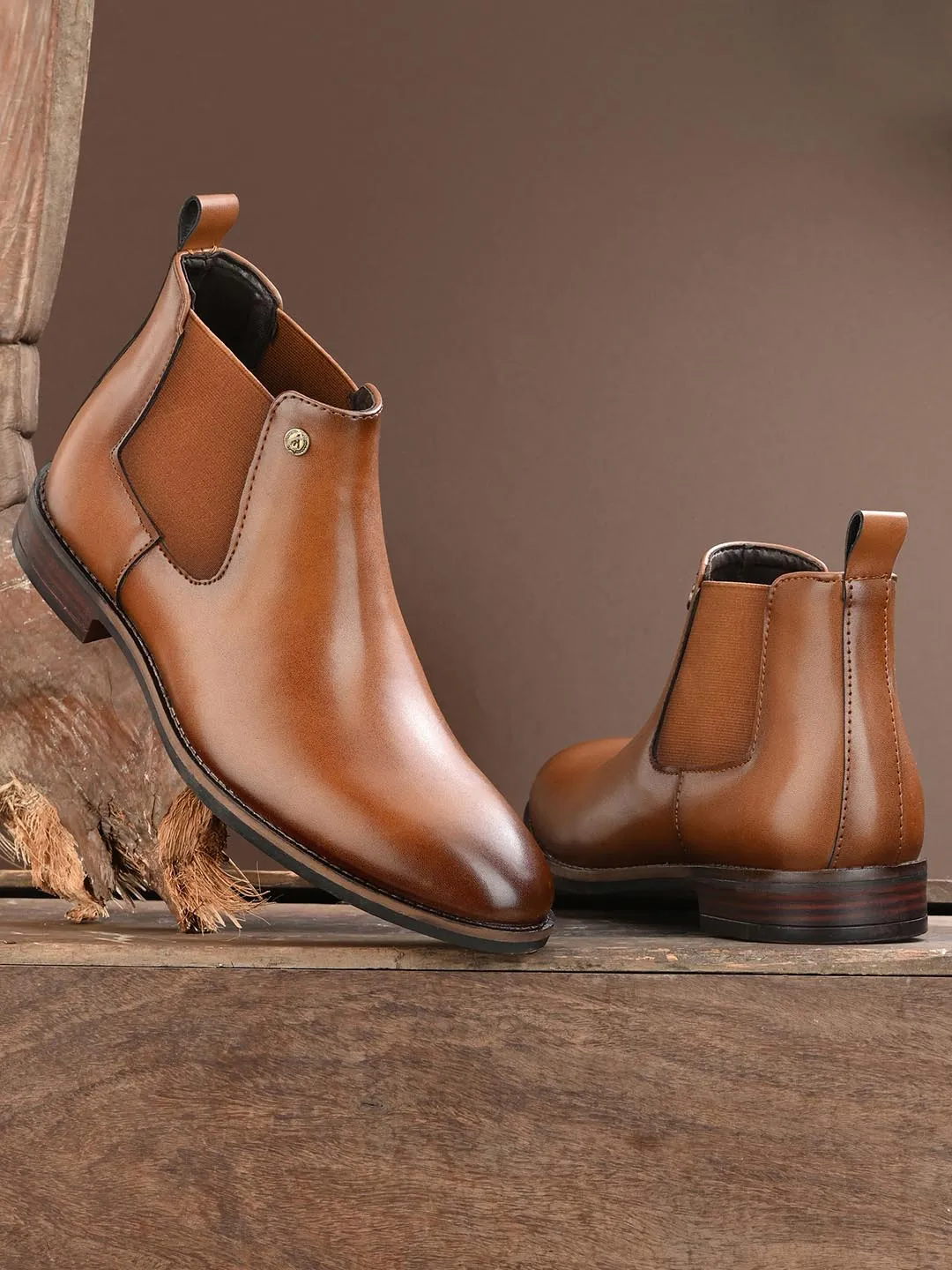 Alberto Torresi Synthetic Tan Chelsea Boots For Men