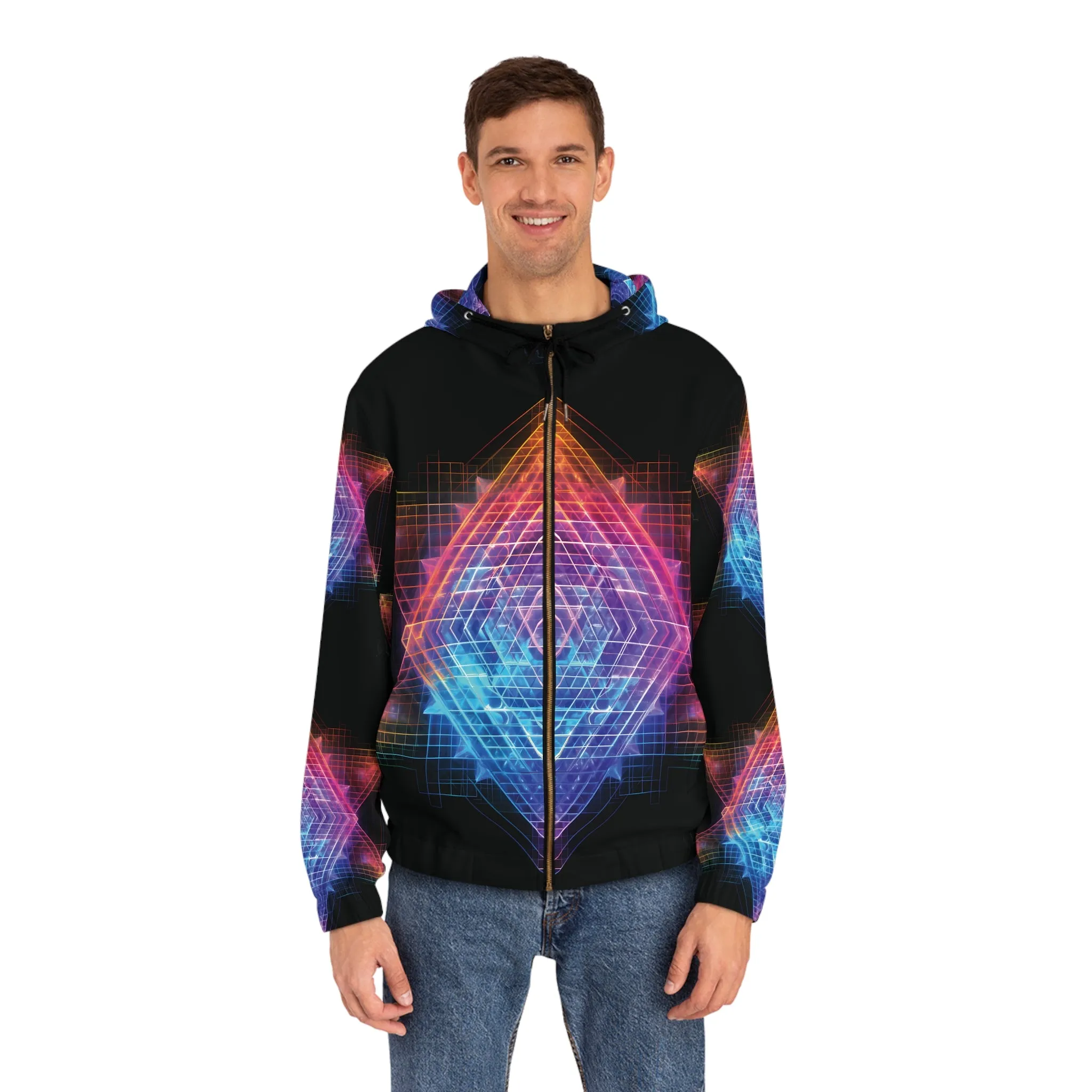 Alchemystics Sri Yantra by Meta Zen - Unisex Zip Up Hoodie (AOP) v3.5