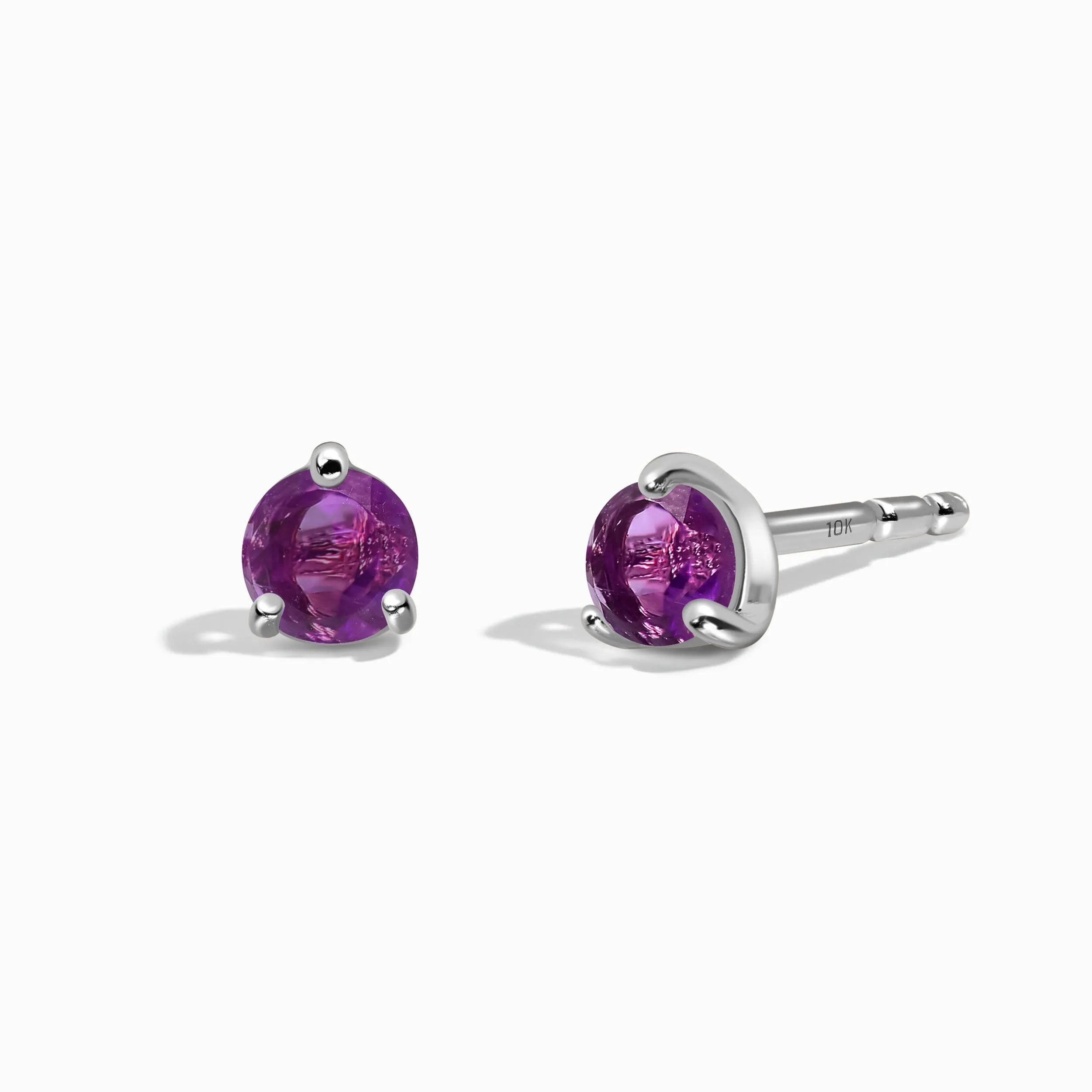 Amethyst Solid Round Studs - February Birthstone