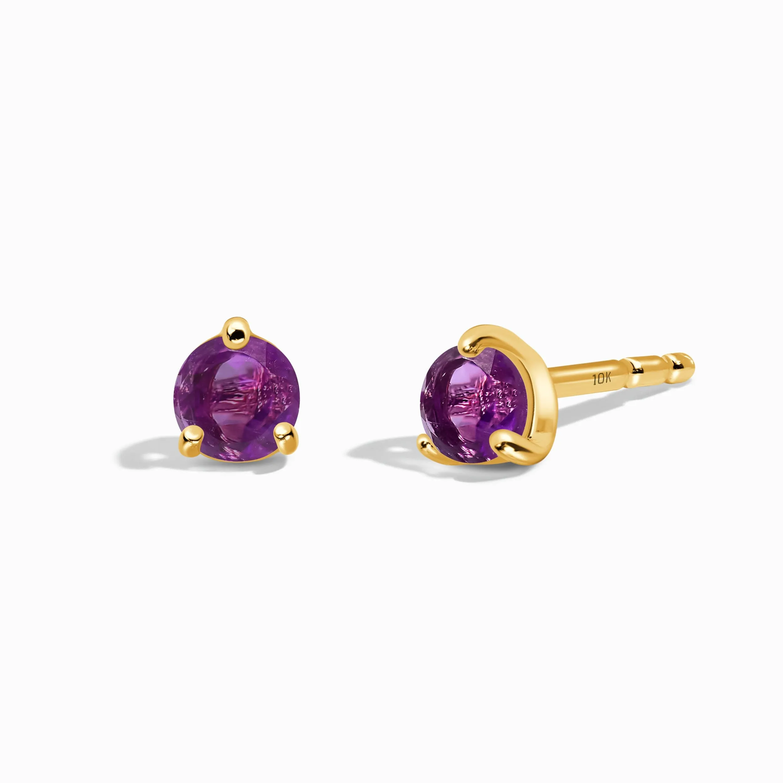 Amethyst Solid Round Studs - February Birthstone