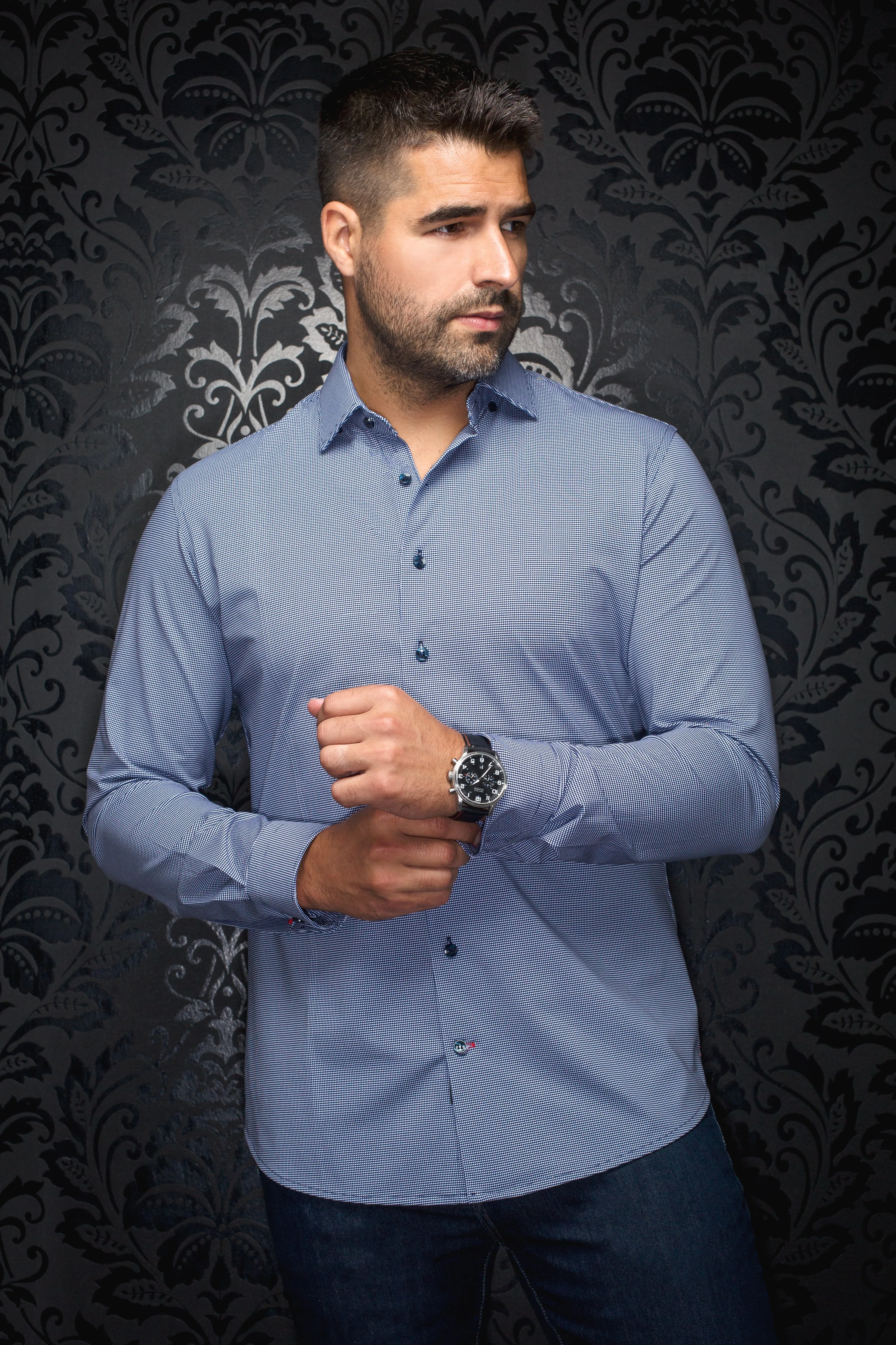 Au Noir Stretch Shirt | Alexander-PDP Navy