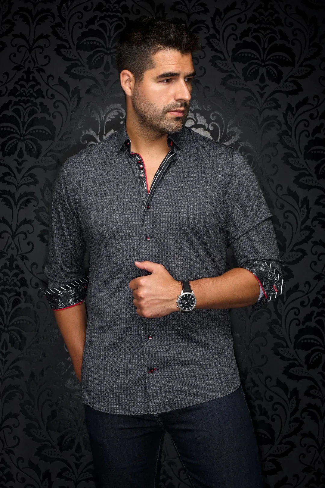 Au Noir Stretch Shirt | Knox-K Black Grey