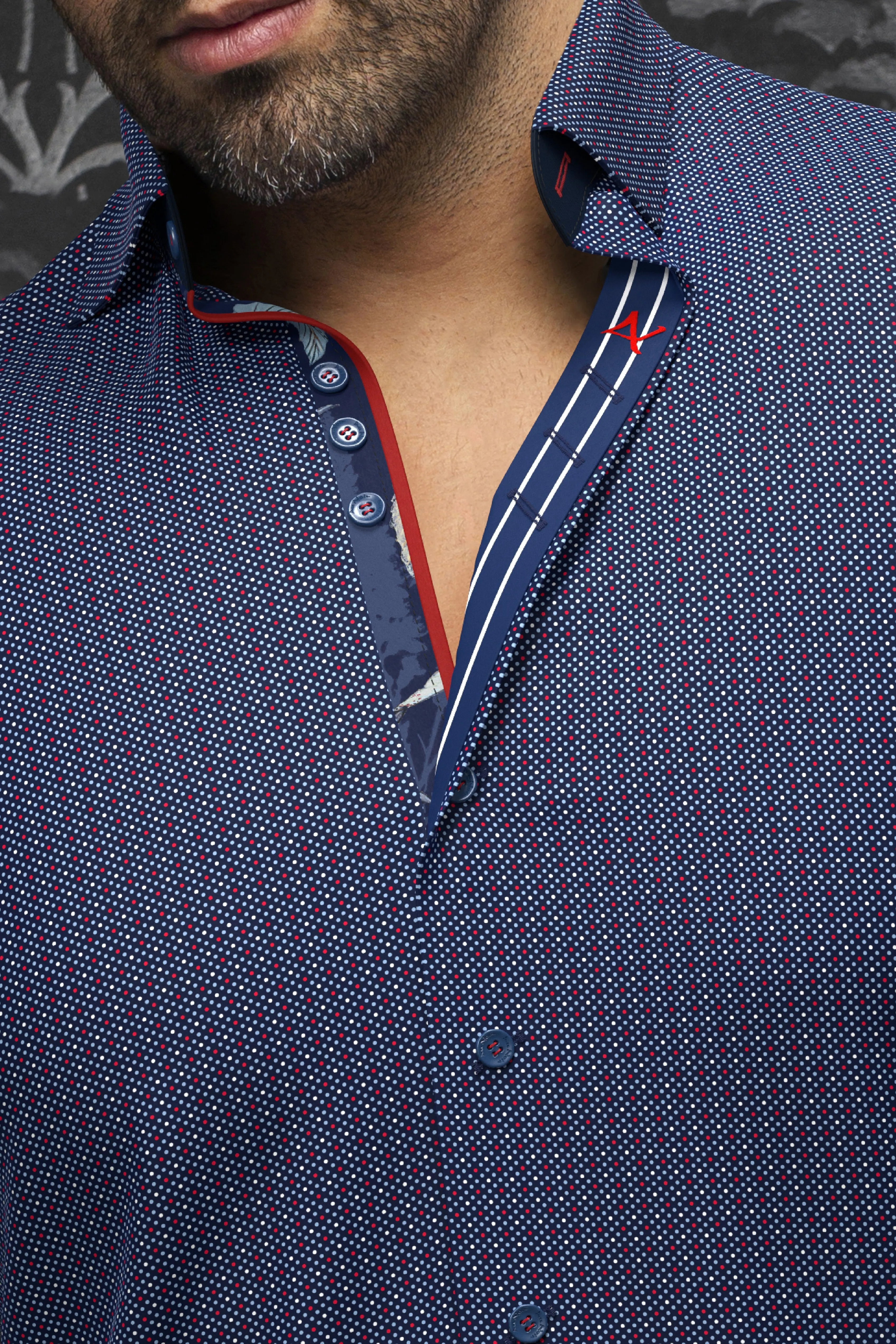 Au Noir Stretch Shirt | Salazar Navy Red