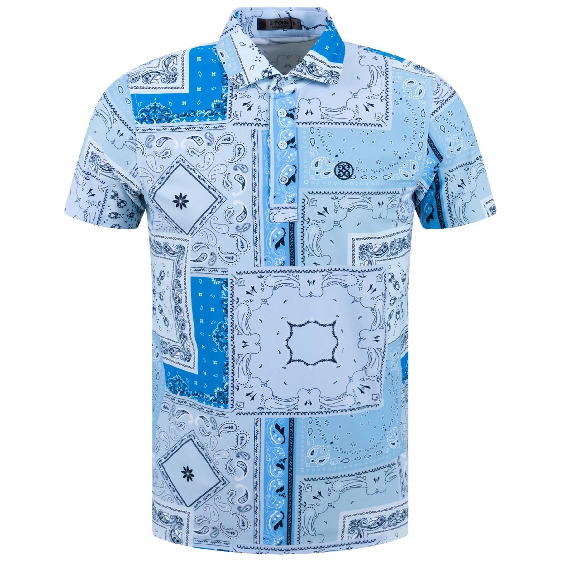 Bandana Printed Pique Polo Sky - SS23