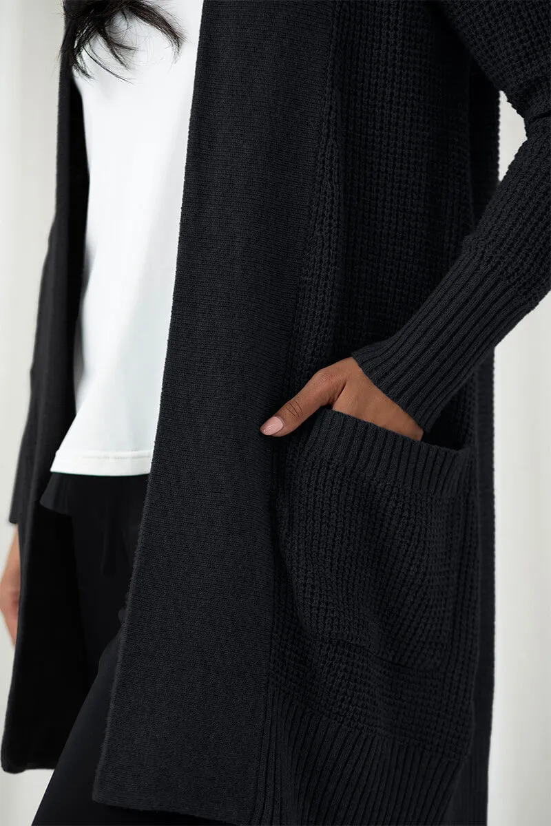 Basket Stitch Cardigan | Black