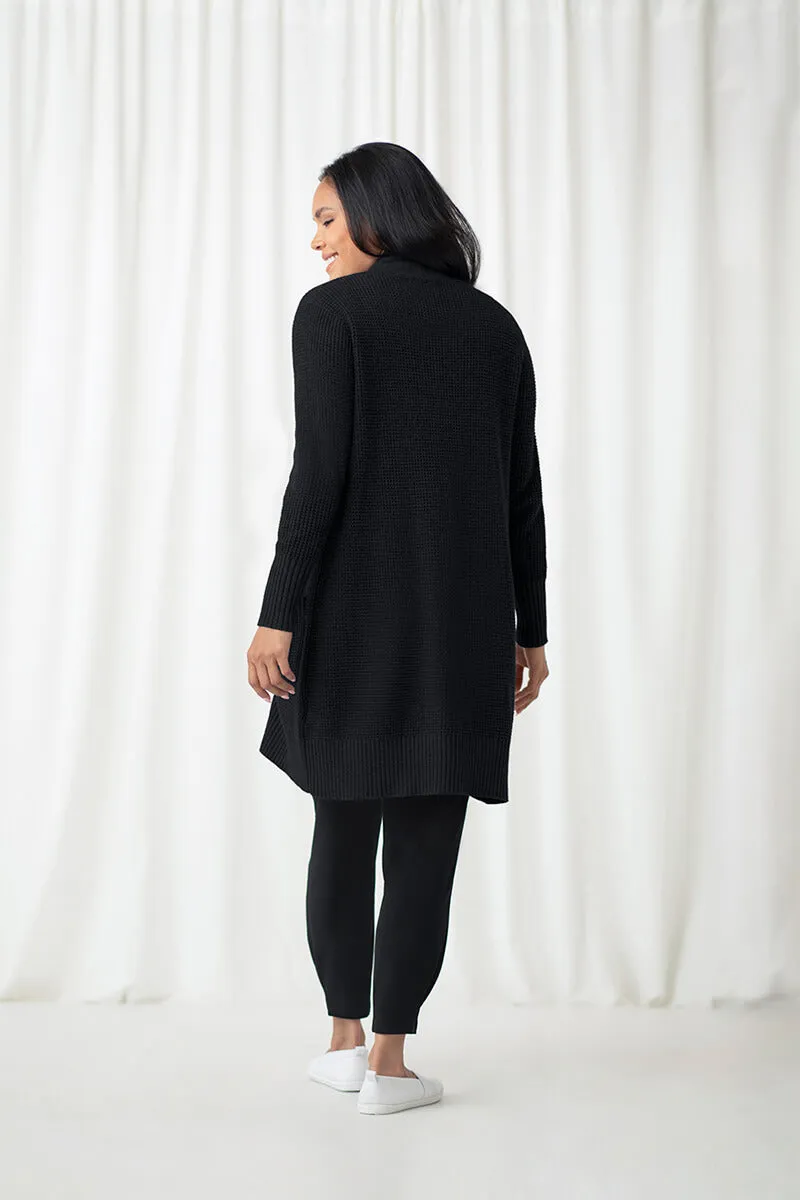 Basket Stitch Cardigan | Black