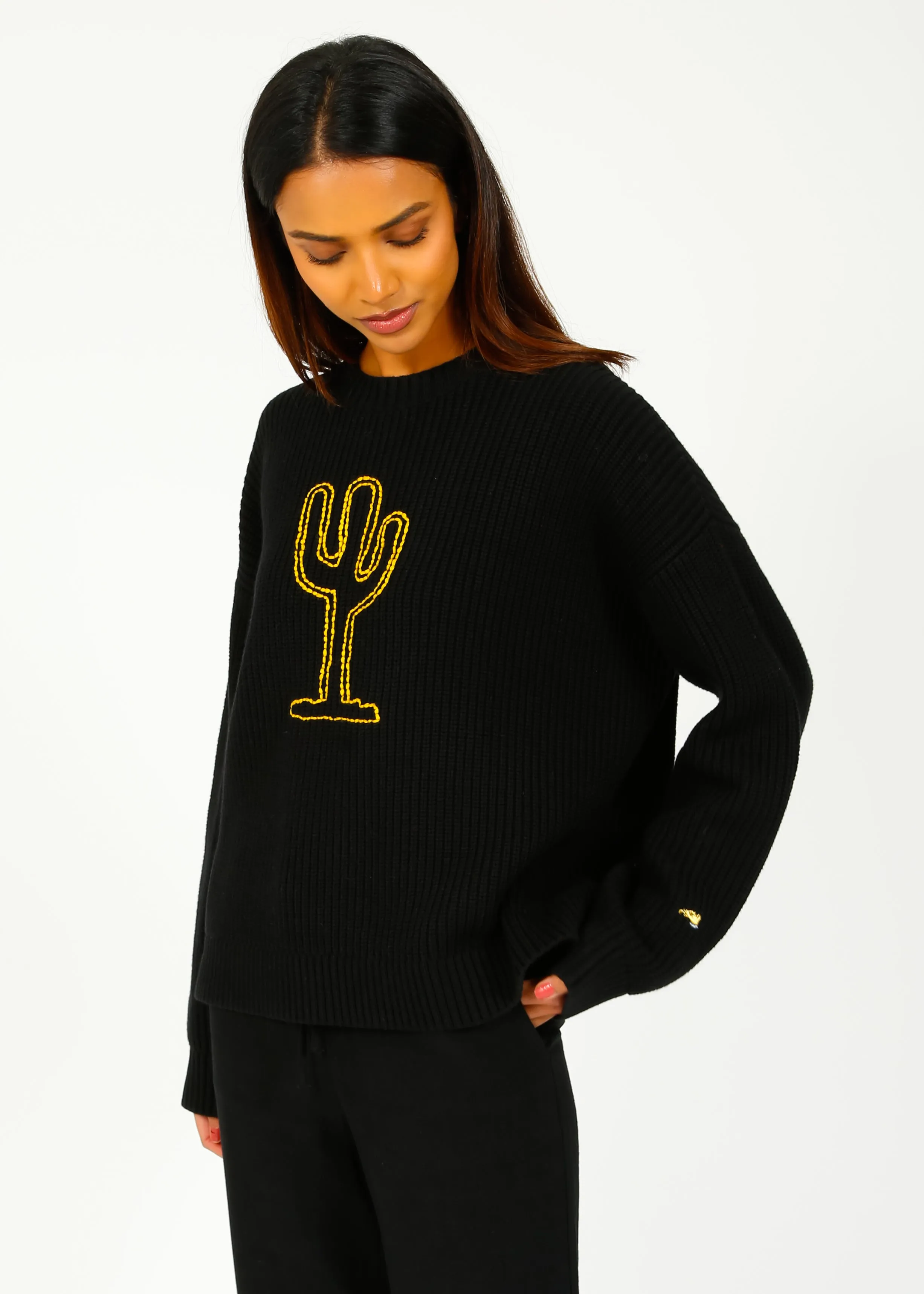 BF Cactus Chain Stitch Jumper in Black