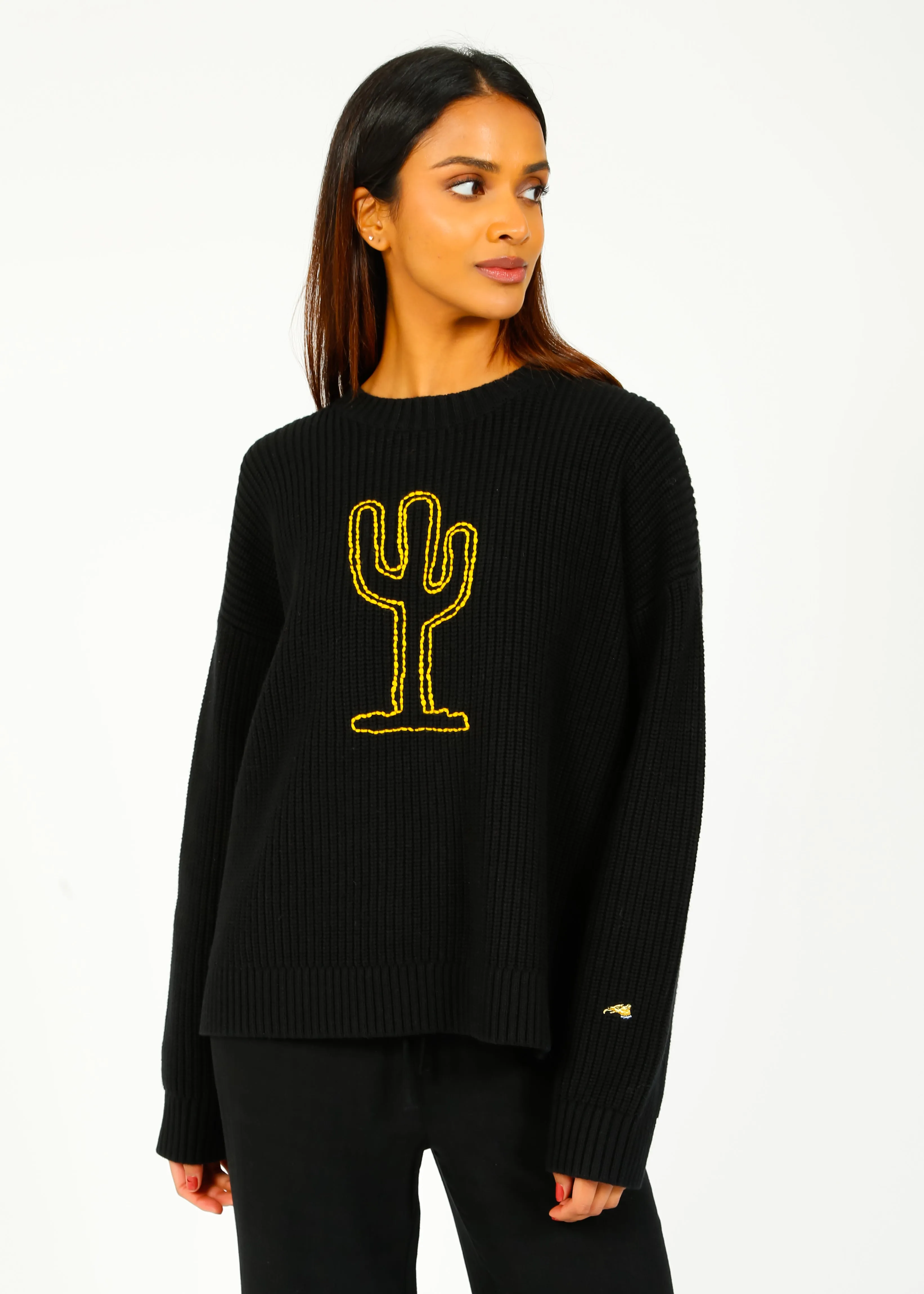 BF Cactus Chain Stitch Jumper in Black