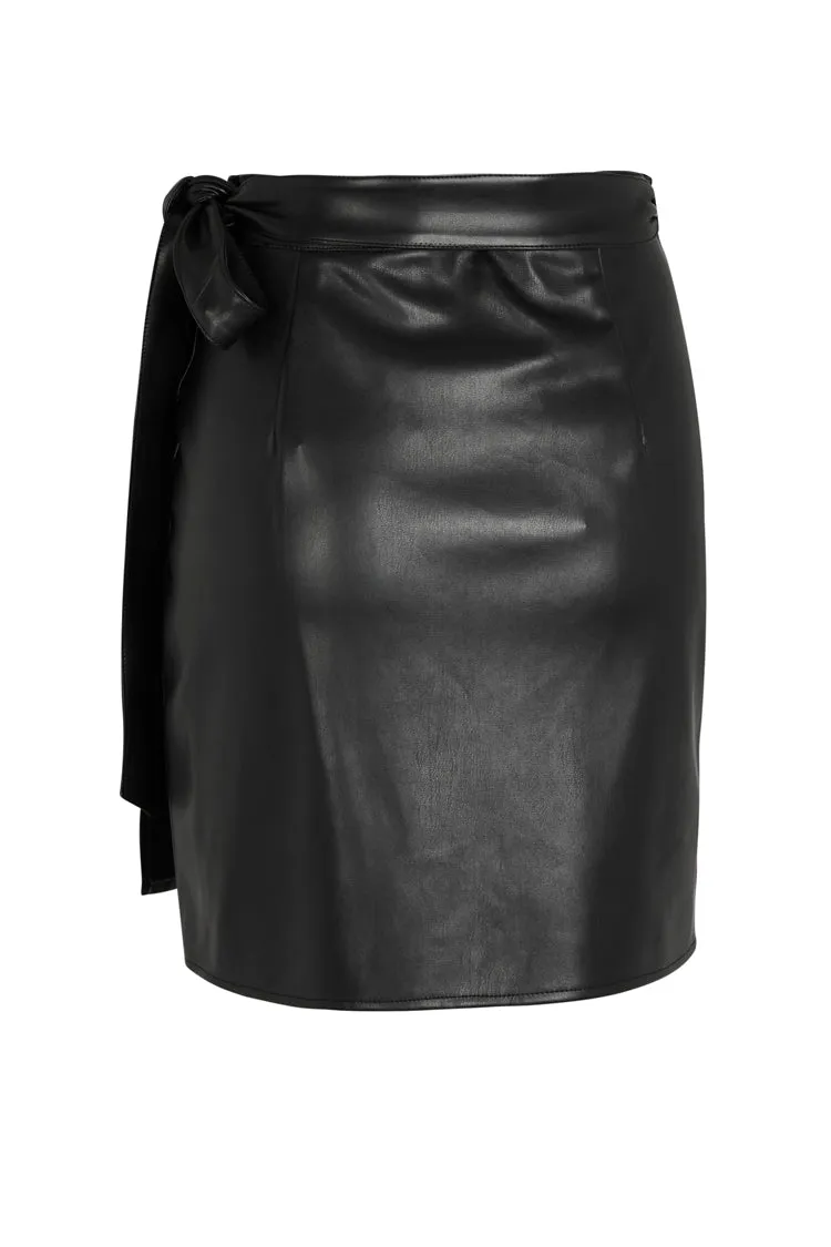 Black Vegan Leather Mini Jaspre Skirt