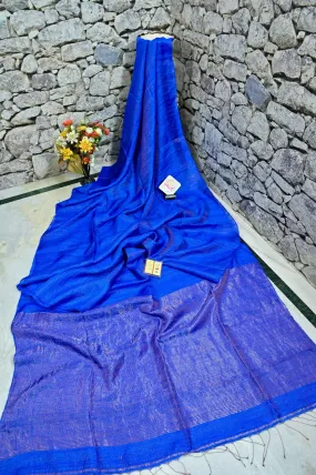 Blue Color Pure Metalic Matka  Silk Saree