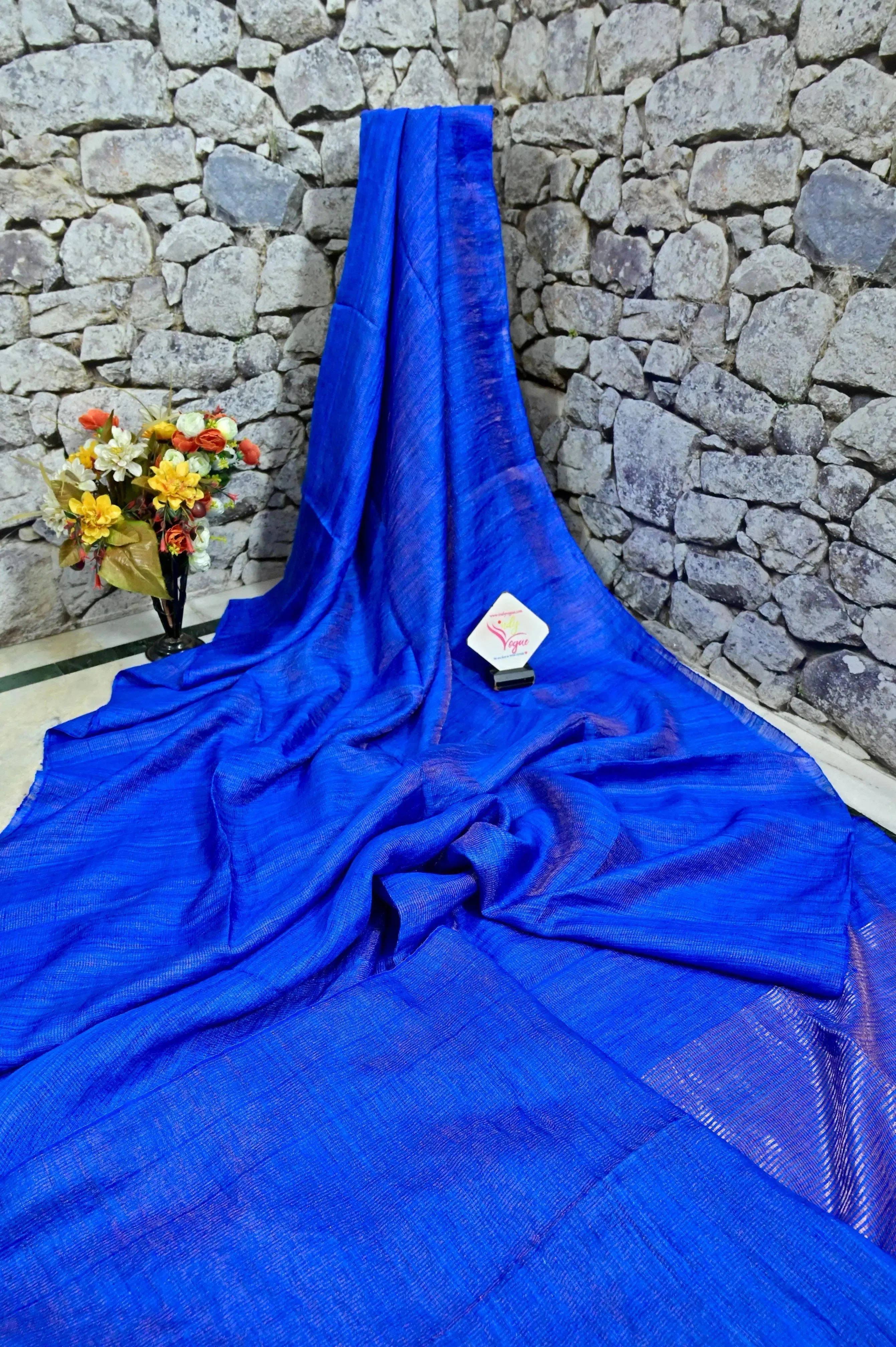 Blue Color Pure Metalic Matka  Silk Saree