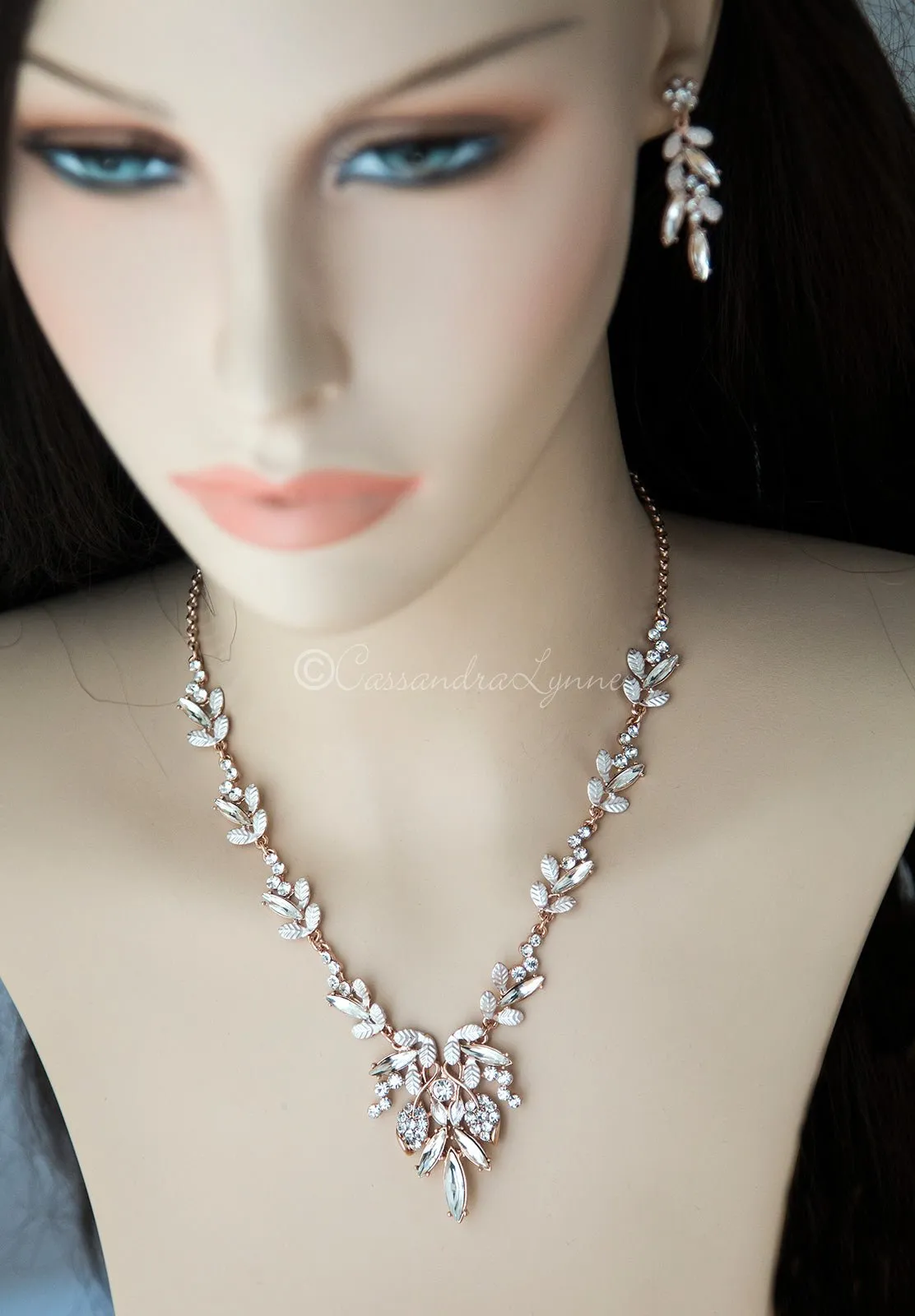 Bridal Necklace of Elongated Crystals