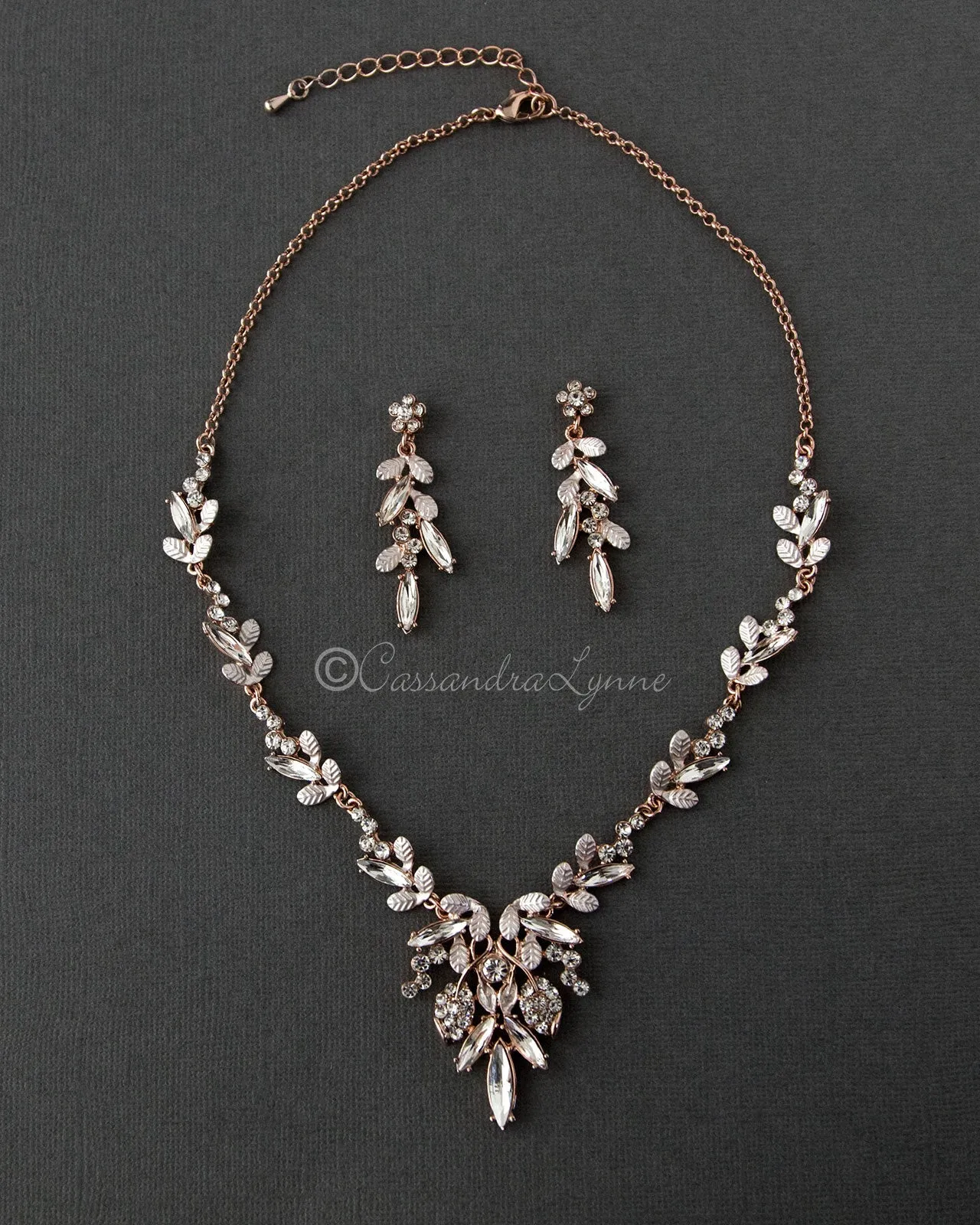 Bridal Necklace of Elongated Crystals