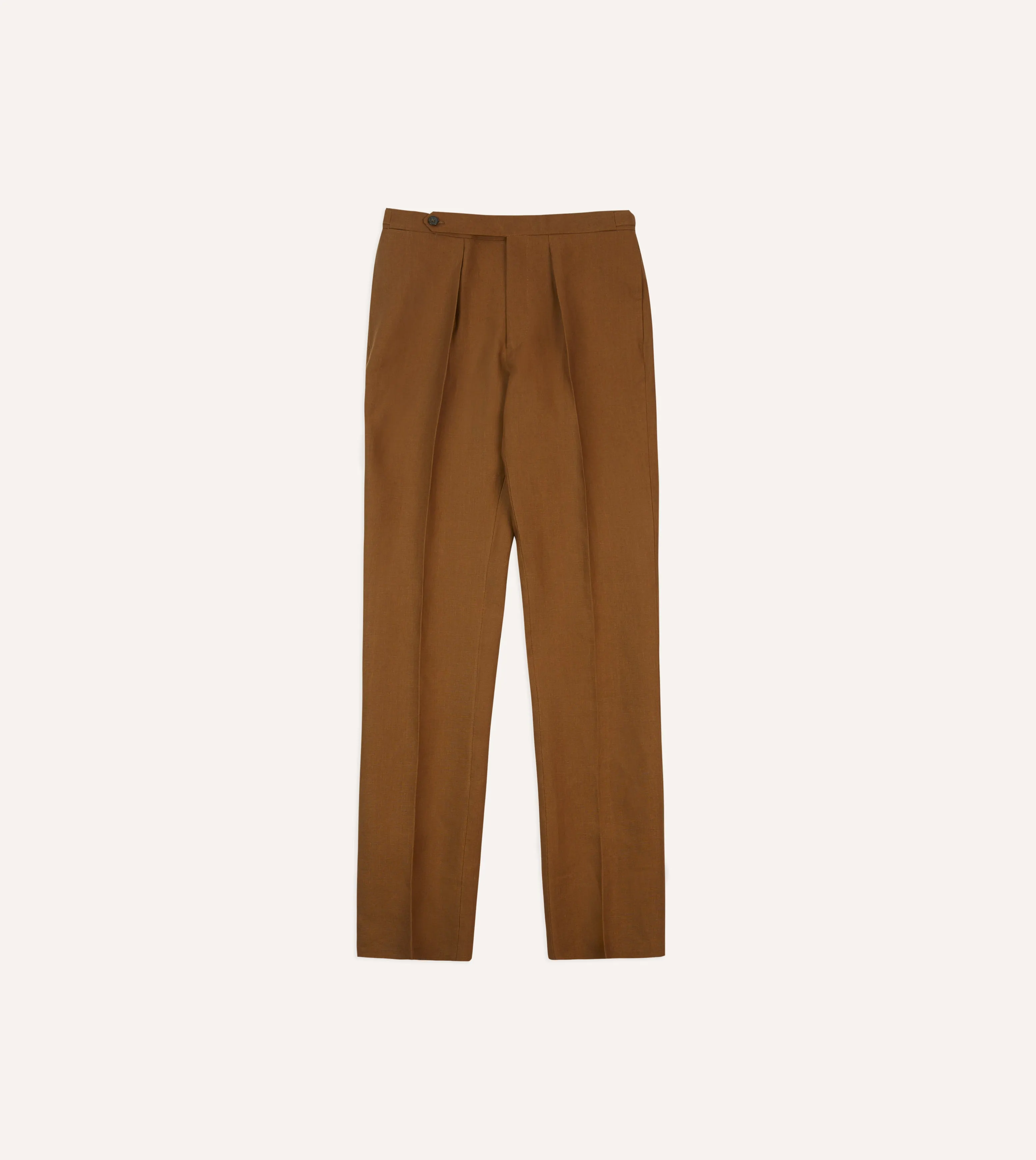 Brown Irish Linen Single Pleat Trouser