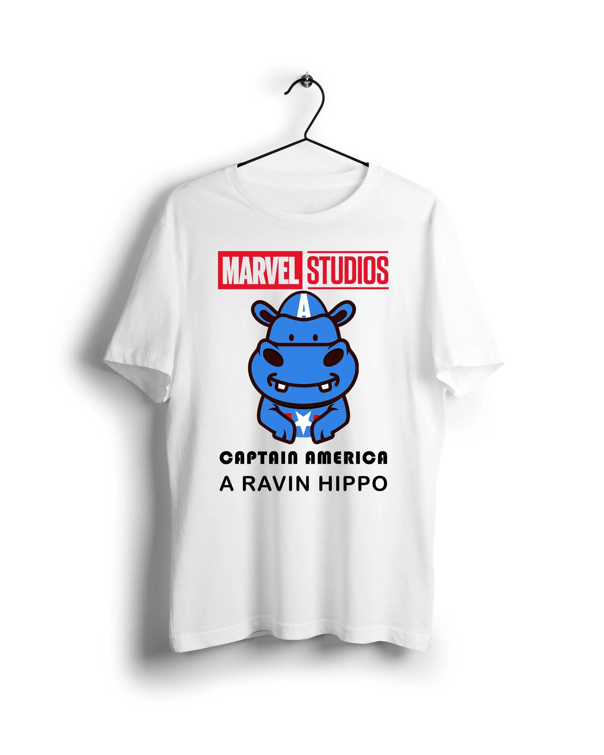 Captain America Marvel X A Ravin Hippo - Digital Graphics Basic T-shirt White