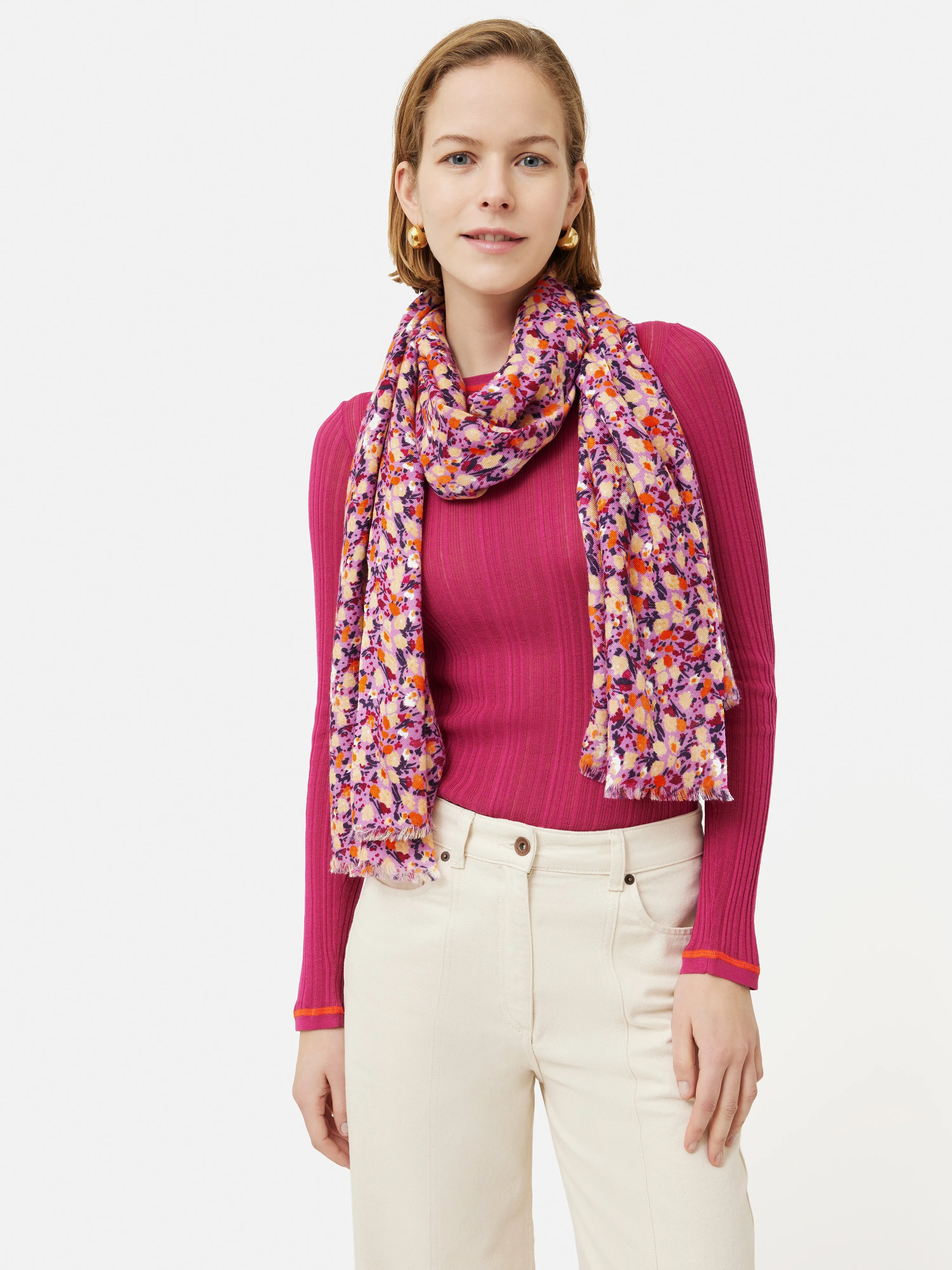 Carnation Wool Silk Scarf | Lilac