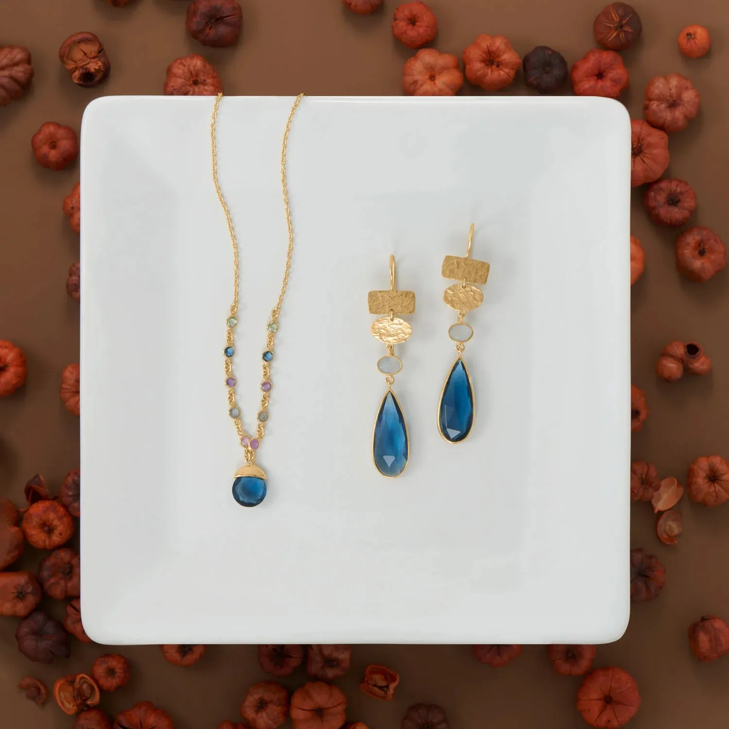 Chalcedony and Glass Drop Earrings