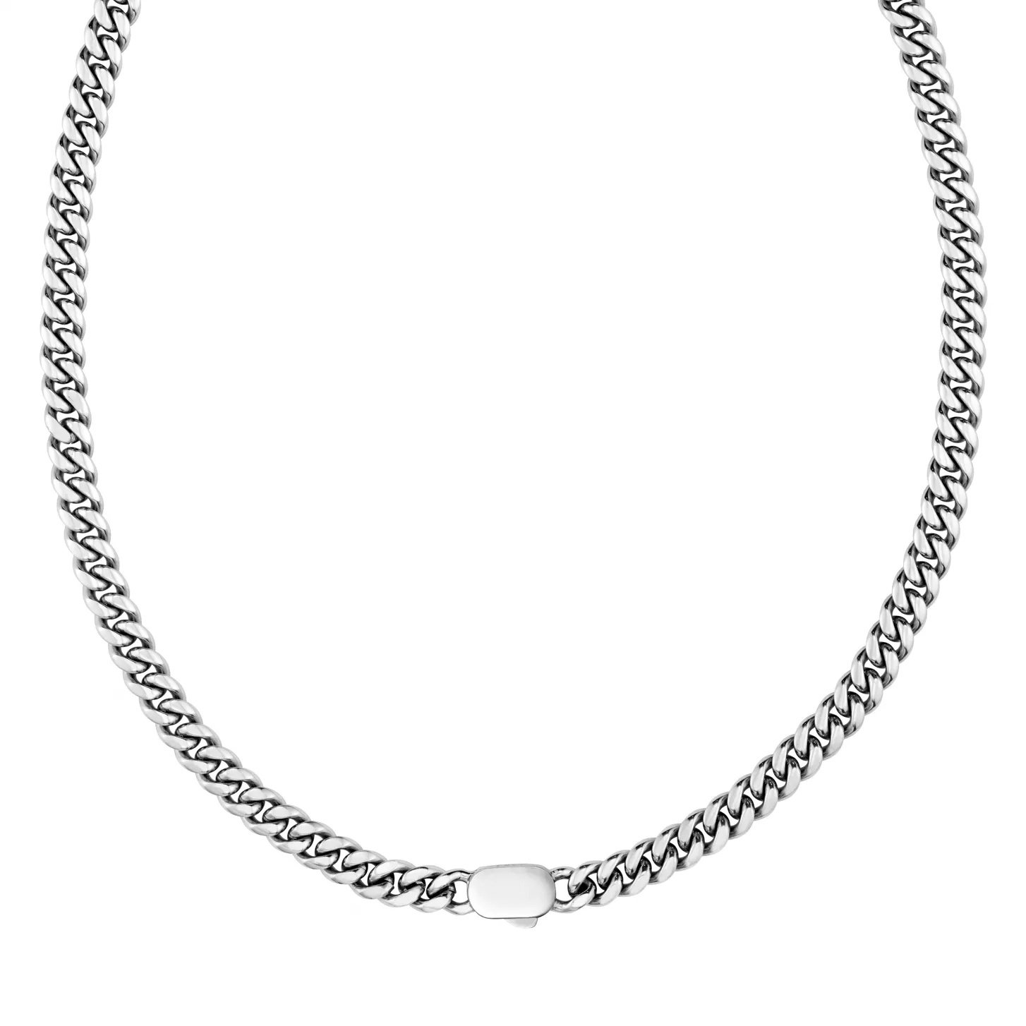 Chunky Flat Curb & Solid Clasp Necklace