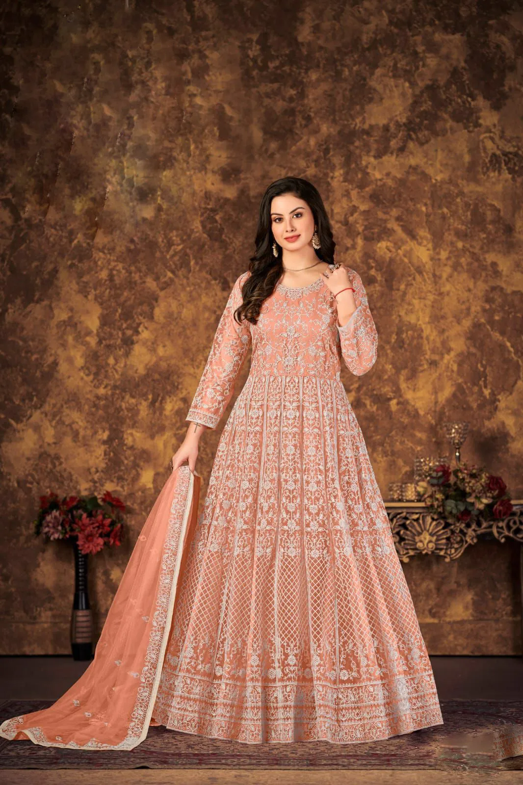 Classy Anarkali with heavy embroidery