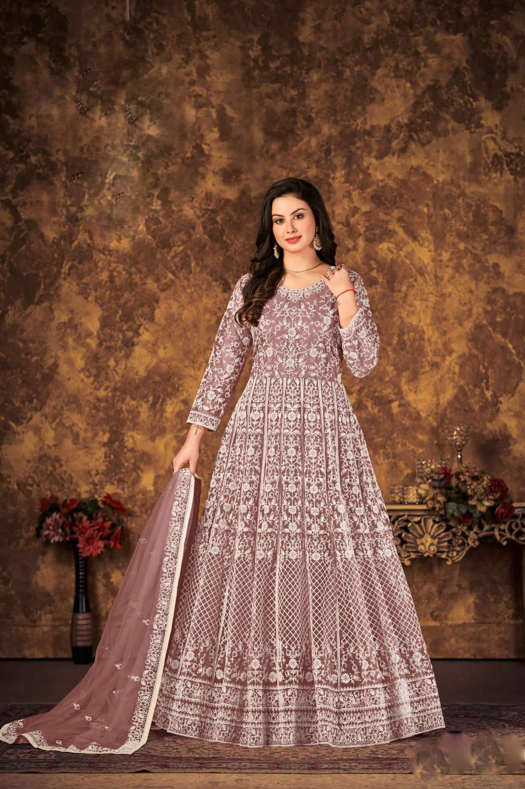 Classy Anarkali with heavy embroidery