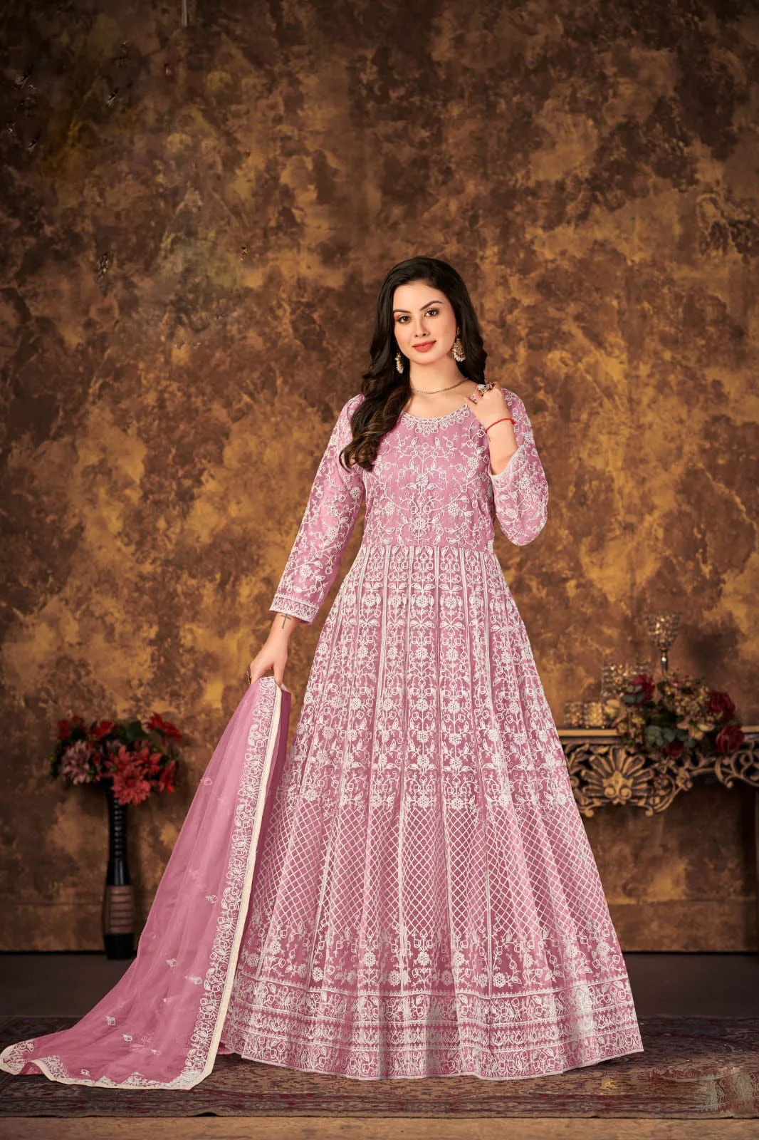 Classy Anarkali with heavy embroidery