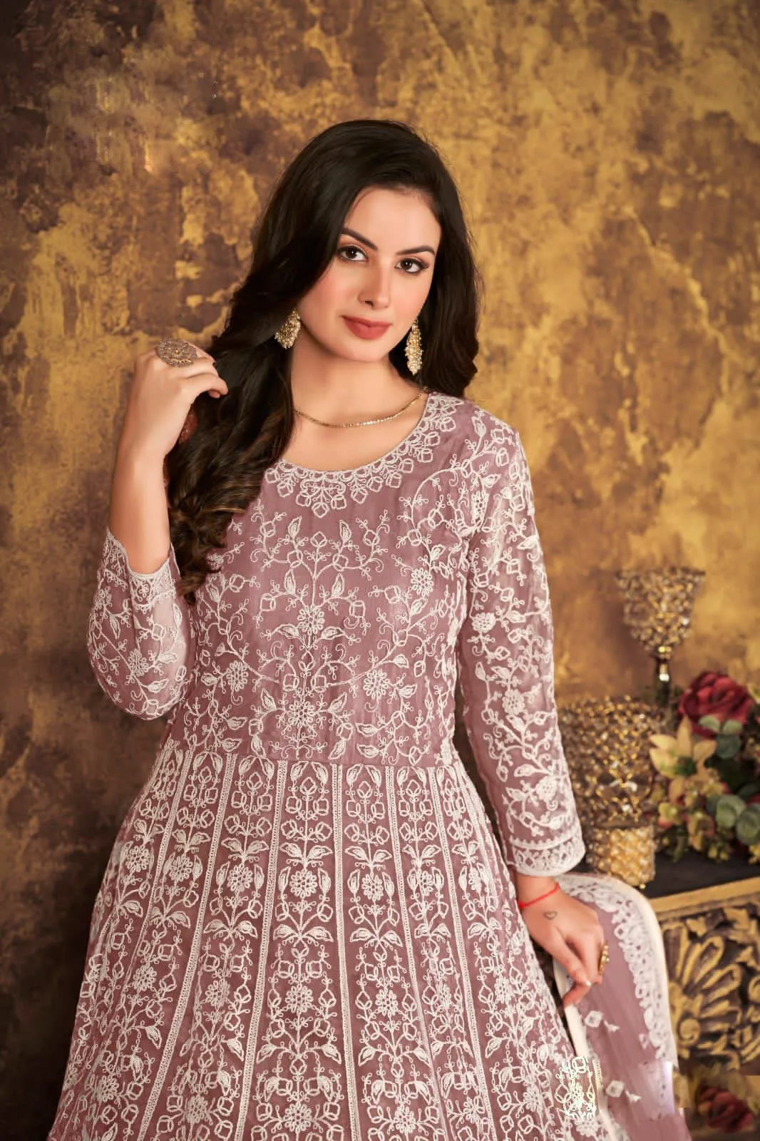 Classy Anarkali with heavy embroidery