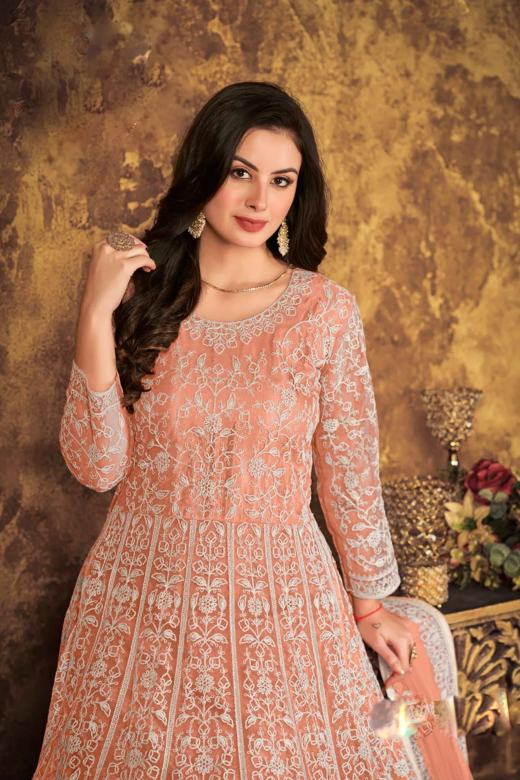 Classy Anarkali with heavy embroidery