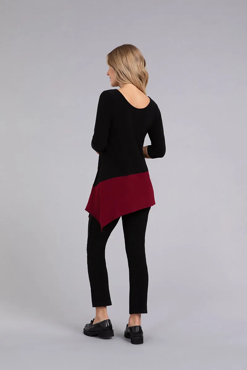 Colour Block Reversible Angle Top | Black/Bloodstone