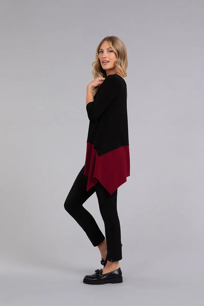 Colour Block Reversible Angle Top | Black/Bloodstone