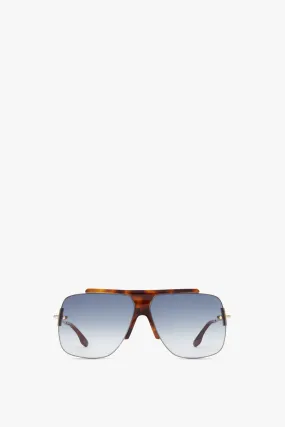 Combination Rimless Square Sunglasses In Tortoise