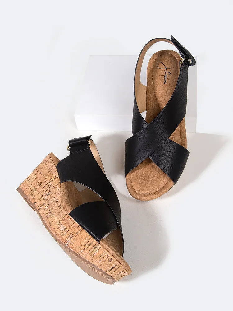 Cross Band Peep Toe Wedge