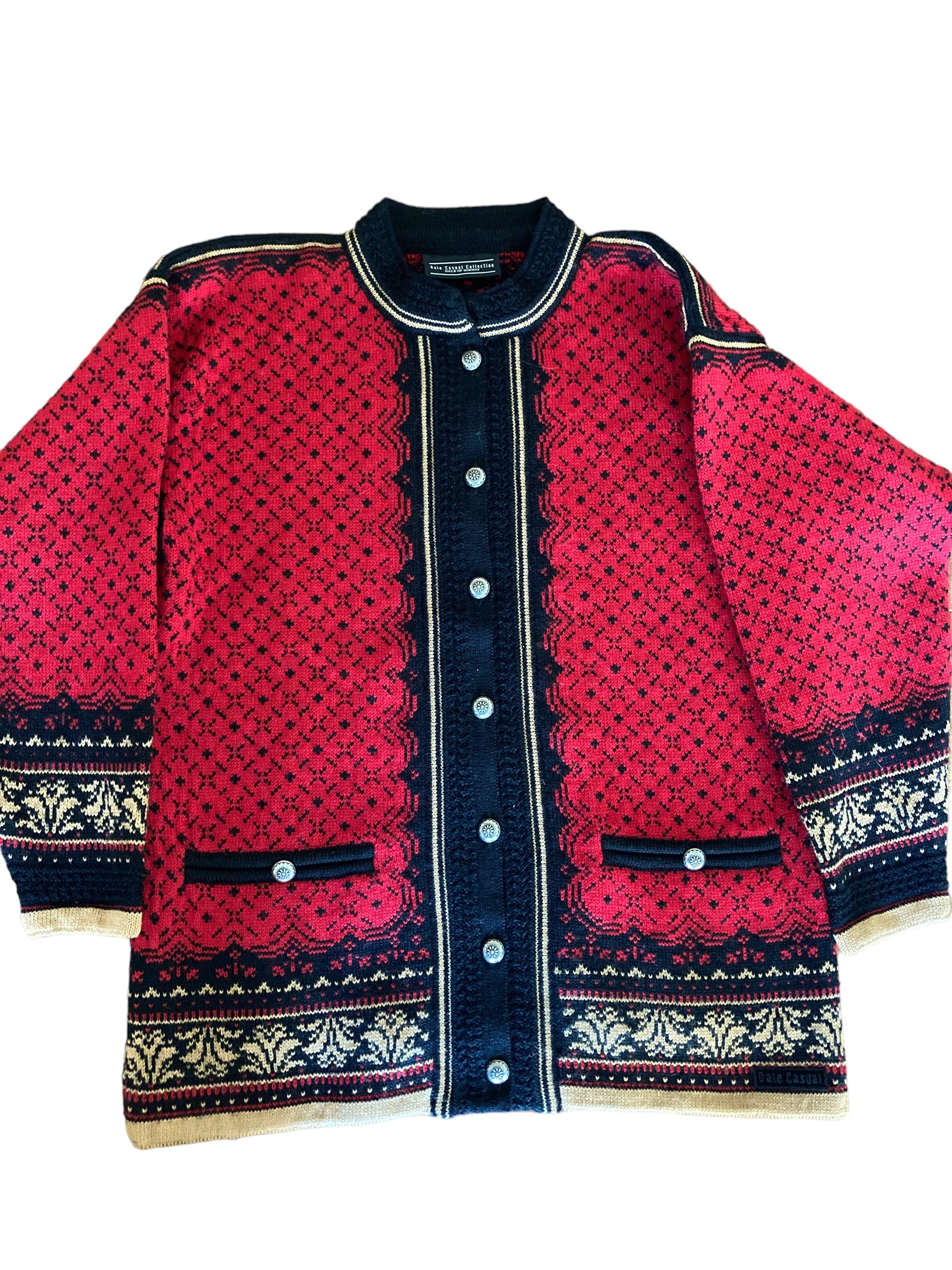 Dale of Norway Red Nordic Cardigan Sweater, M