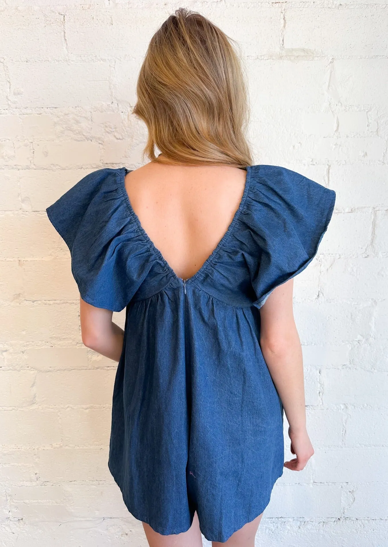 Denim Darling V-Neck Romper