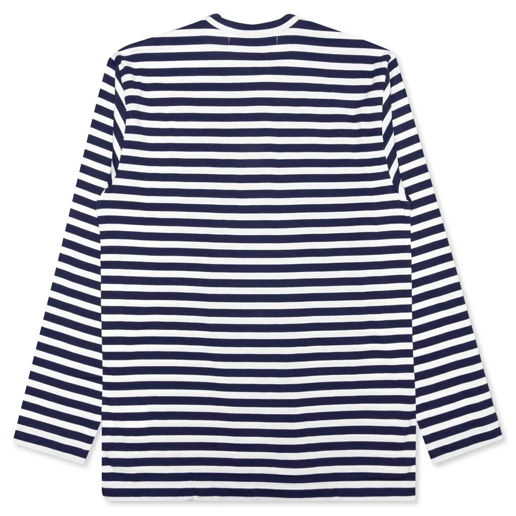 Double Heart Striped Shirt - White/Navy