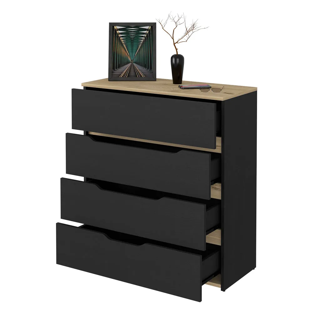 Dresser Oboe Superior Top Four Drawers Black/Light Oak